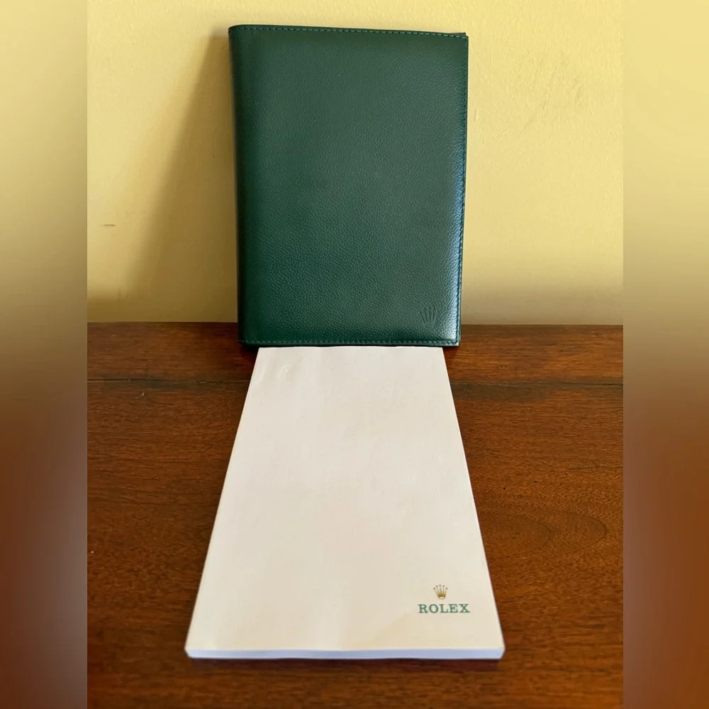 Vintage New Genuine ROLEX Green Leather Note Pad . - Picture 7 of 8